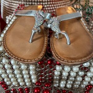 Antonio Melani Rhinestone Seahorse Thong NWOT 7